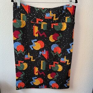 LuLaRo colorful geometric design pencil skirt L EUC